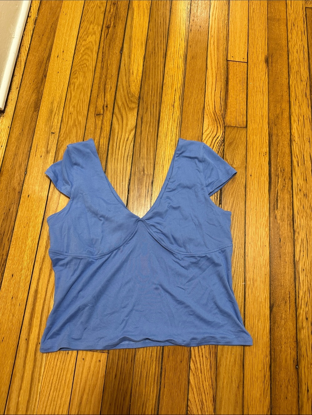 bp Lavender-Blue V-Neck Short Sleeve Top